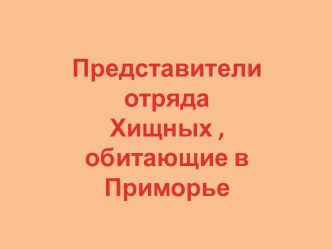 Представители отряда Хищных, обитающие в Приморье