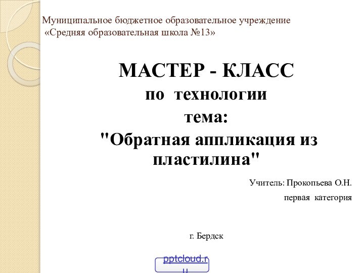 Муниципальное бюджетное образовательное учреждение   «Средняя образовательная школа №13» МАСТЕР -