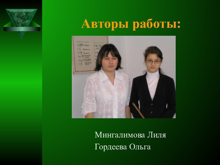 Авторы работы:Мингалимова ЛиляГордеева Ольга