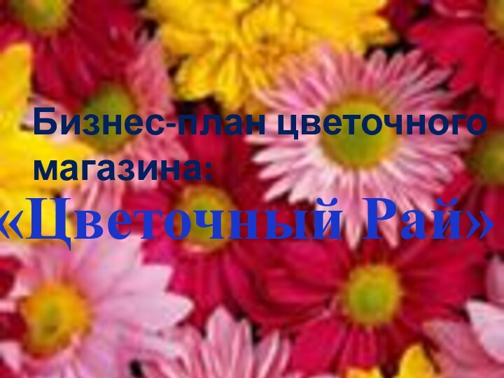 Бизнес-план цветочного магазина:«Цветочный Рай»