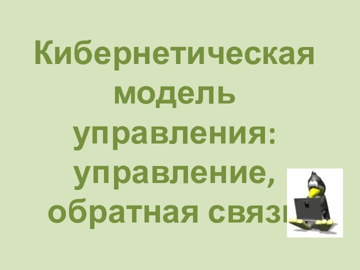 Кибернетическая модель управления:управление, обратная связь