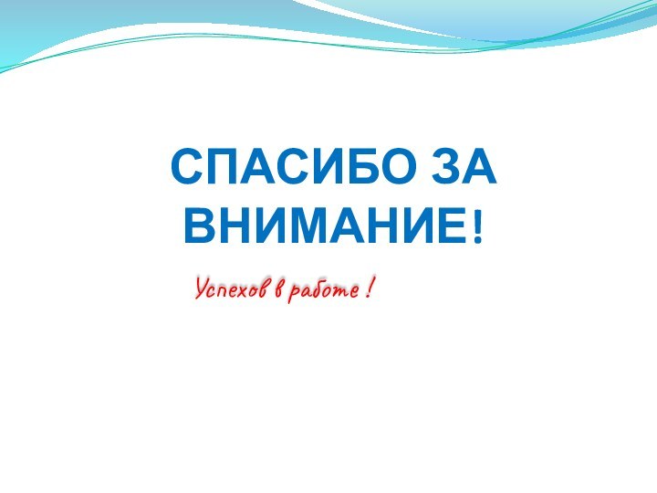 СПАСИБО ЗА ВНИМАНИЕ!Успехов в работе !