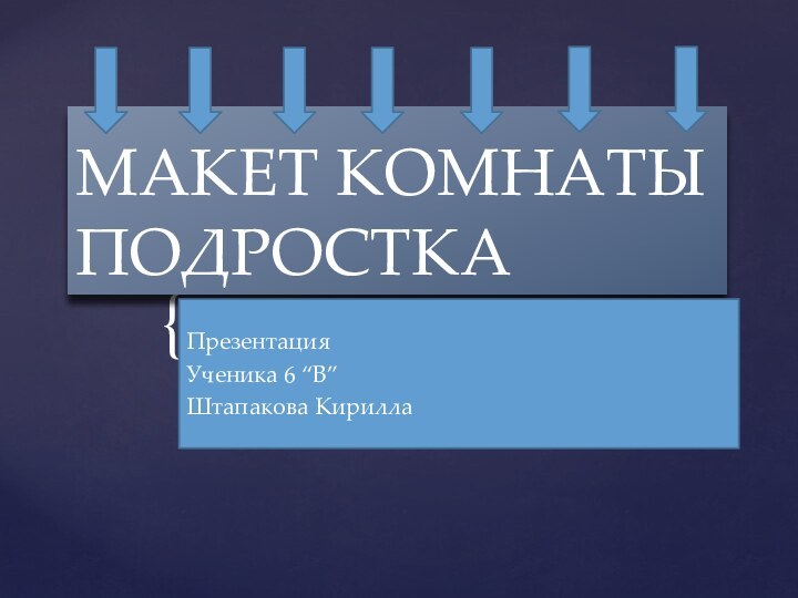 МАКЕТ КОМНАТЫ ПОДРОСТКАПрезентация Ученика 6 “В” Штапакова Кирилла