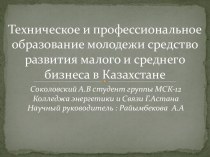 Техническое и профессиональное образование молодежи - средство развития малого и среднего бизнеса в Казахстане