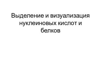 Выделение и визуализация нуклеиновых кислот и белков