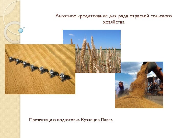 Льготное кредитование для ряда отраслей сельского хозяйстваПрезентацию подготовил Кузнецов Павел