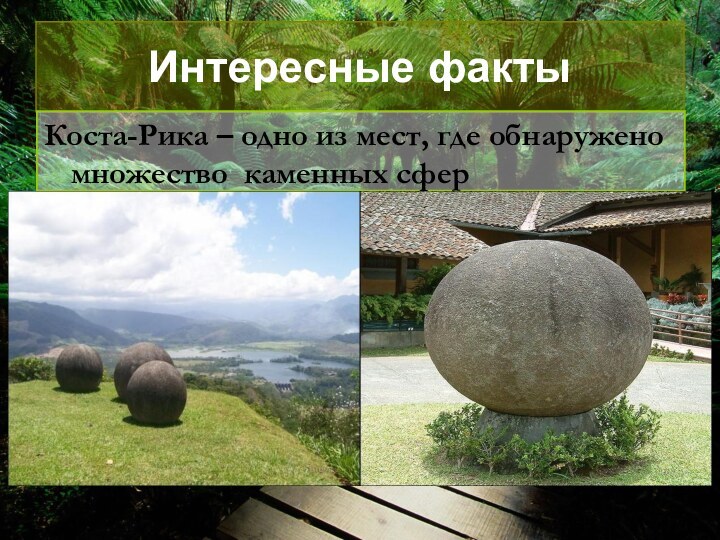 Интересные фактыКоста-Рика – одно из мест, где обнаружено множество каменных сфер