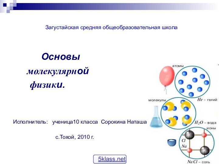 Загустайская средняя общеобразовательная школа    Основы   молекулярной