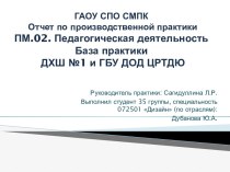 ГАОУ СПО СМПК Отчет по производственной практикиПМ.02. Педагогическая деятельность База практики  ДХШ №1 и ГБУ ДОД ЦРТДЮ