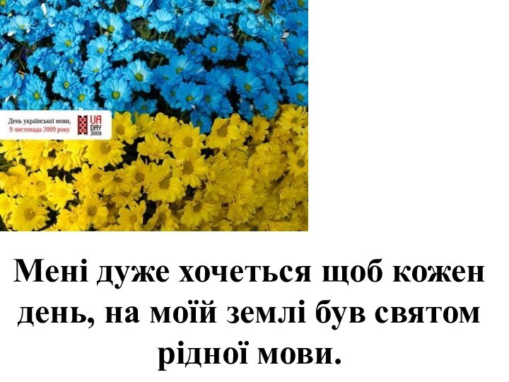 Мені дуже хочеться щоб кожен день, на моїй землі був святом рідної мови.