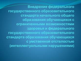 Внедрение ФГОС начального общего образования обучающихся с физическими особенностями