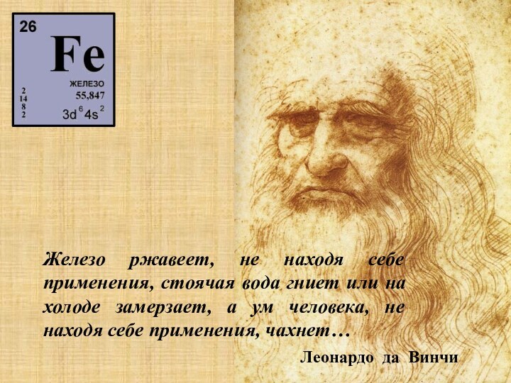 Железо ржавеет, не находя себе применения, стоячая вода гниет или на холоде