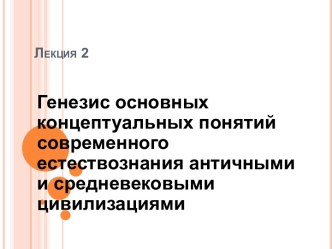 Генезис основных концептуальных понятий современного естествознания античными и средневековыми цивилизациями