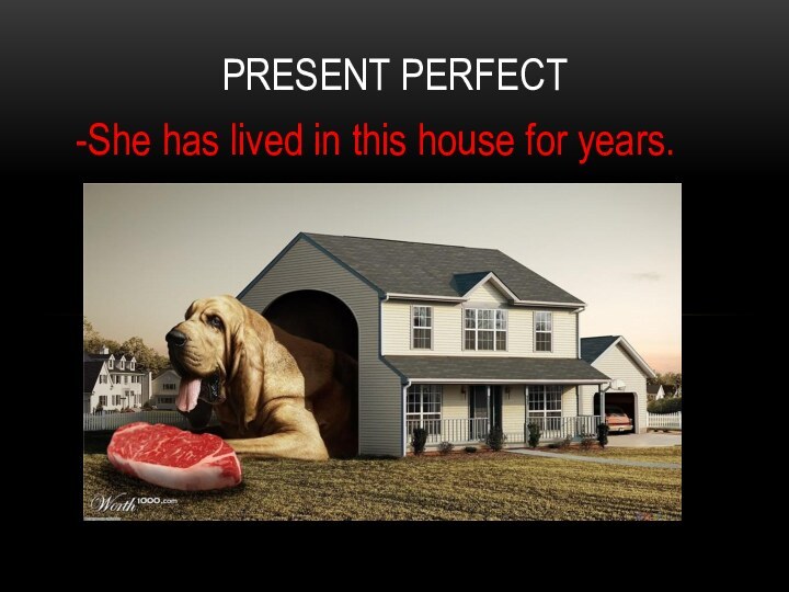 -She has lived in this house for years.Present Perfect