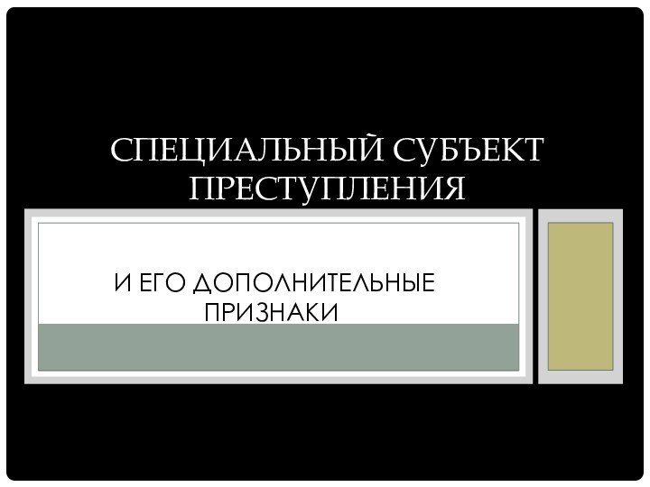 и его дополнительные признакиСпециальный субъект преступления