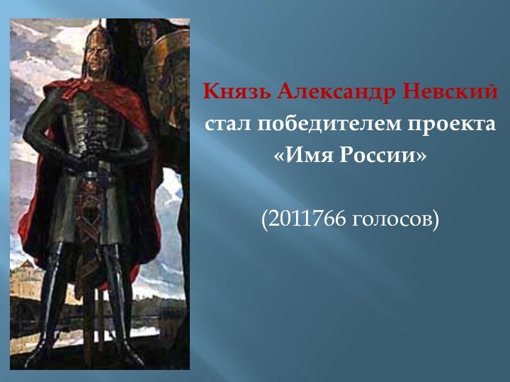 Князь Александр Невский стал победителем проекта«Имя России»(2011766 голосов)