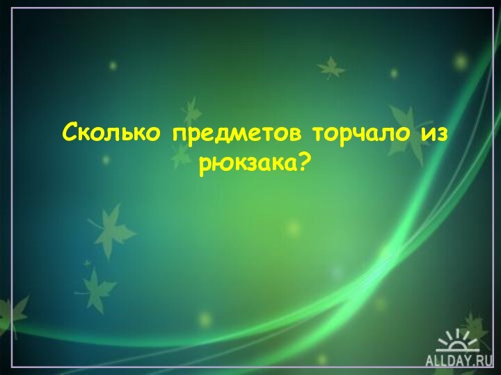 Сколько предметов торчало из рюкзака?