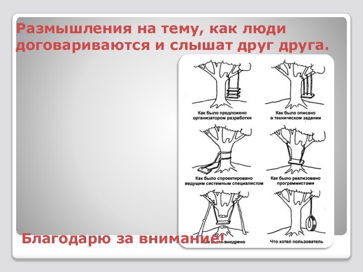 Размышления на тему, как люди договариваются и слышат друг друга.Благодарю за внимание!