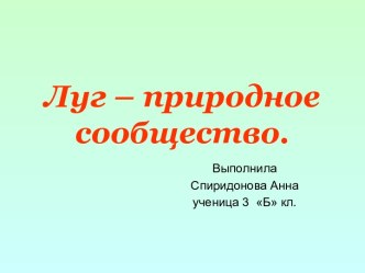 Луг – природное сообщество