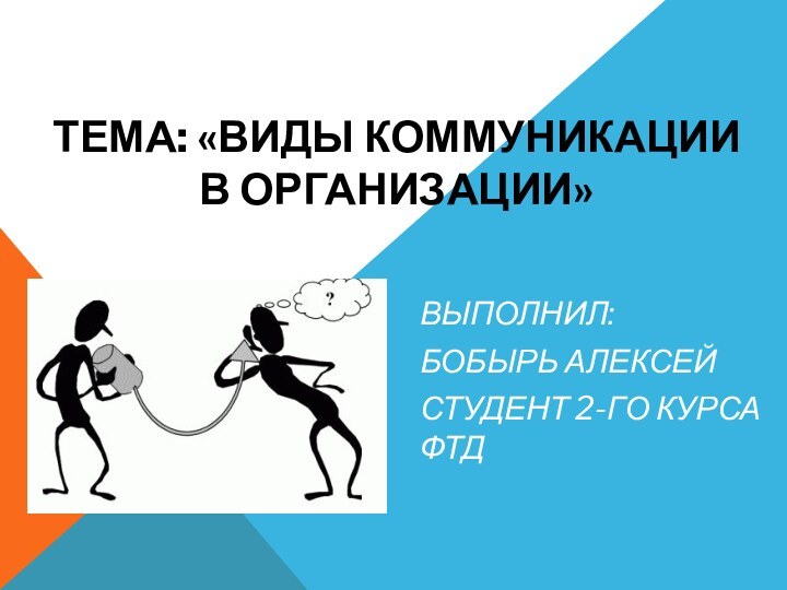 Тема: «Виды коммуникации в организации»Выполнил: Бобырь Алексейстудент 2-го курса ФТД