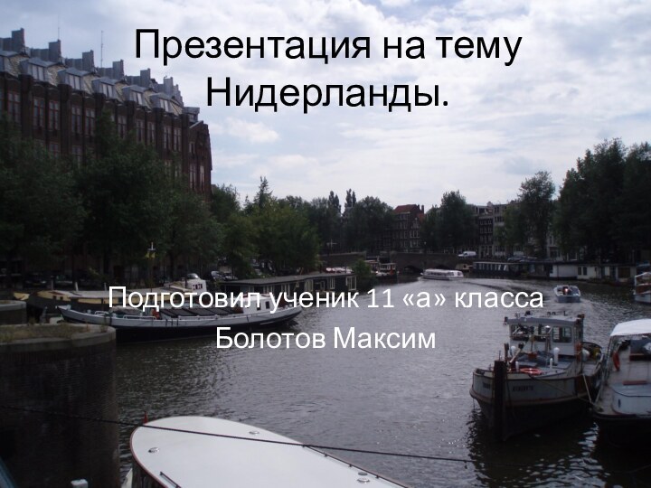 Презентация на тему Нидерланды.Подготовил ученик 11 «а» класса Болотов Максим