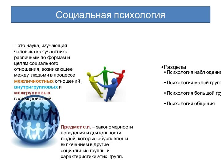 Социальная психология- это наука, изучающая человека как участника различным по формам и