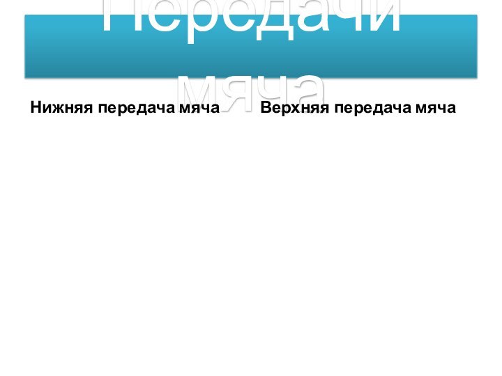 Передачи мячаНижняя передача мячаВерхняя передача мяча