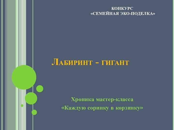 Лабиринт - гигант Хроника мастер-класса«Каждую соринку в корзинку»КОНКУРС «СЕМЕЙНАЯ ЭКО-ПОДЕЛКА»