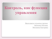 Контроль, как функция управления