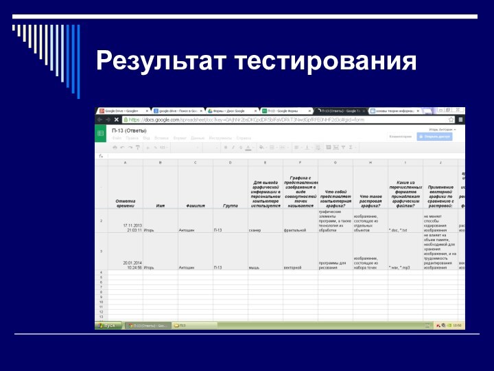 Результат тестирования