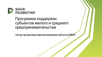 Программа поддержки субъектов малого и среднего предпринимательства