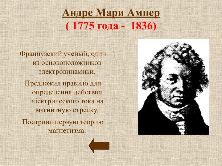 Андре Мари Ампер ( 1775 года - 1836) Французский ученый, один из