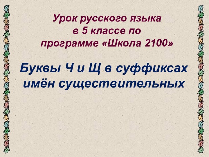 Урок русского языка  в 5 классе по  программе «Школа 2100»Буквы