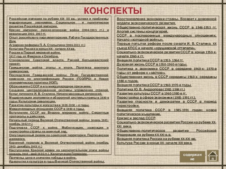 КОНСПЕКТЫРоссийская империя на рубеже XIX- XX вв.: успехи и проблемы модернизации экономики.