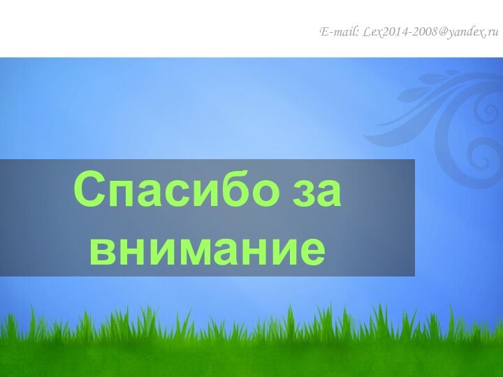 Спасибо за вниманиеE-mail: Lex2014-2008@yandex.ru