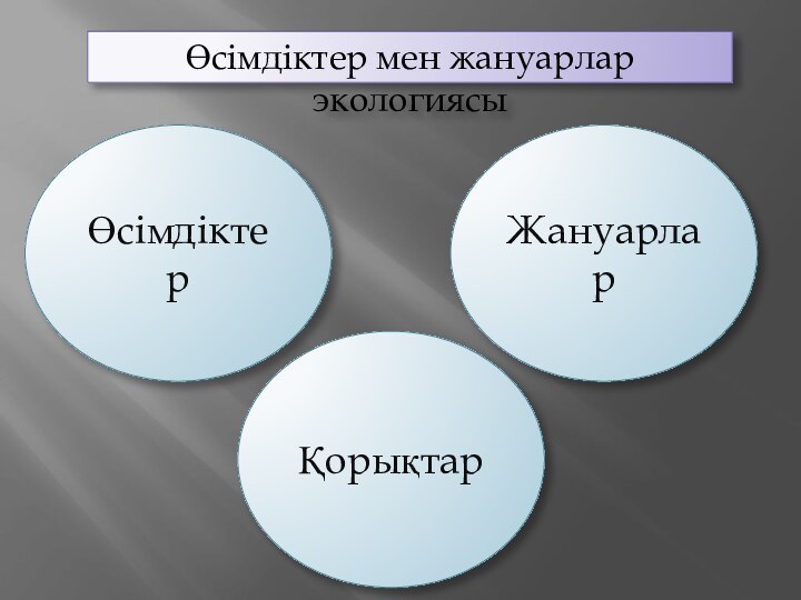 Өсімдіктер мен жануарлар экологиясыӨсімдіктерЖануарларҚорықтар