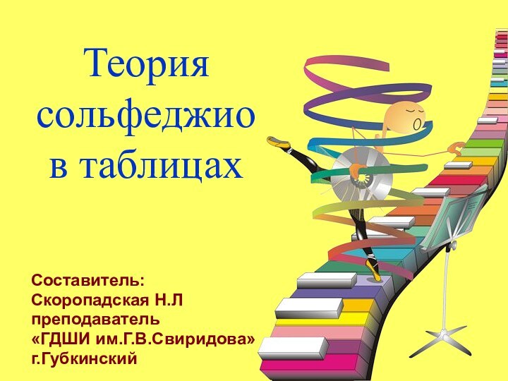 Теория сольфеджио в таблицахСоставитель: Скоропадская Н.Лпреподаватель «ГДШИ им.Г.В.Свиридова»г.Губкинский