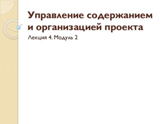 Управление содержанием и организацией проекта