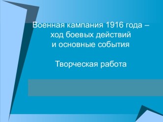 Военная кампания 1916 года