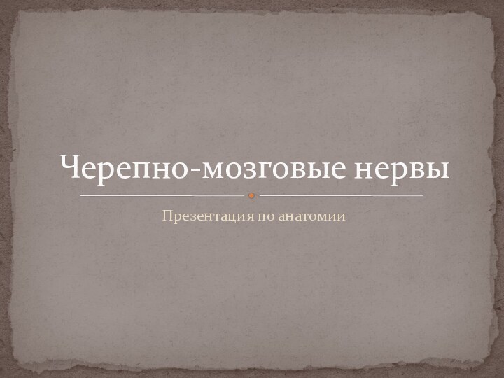 Презентация по анатомииЧерепно-мозговые нервы