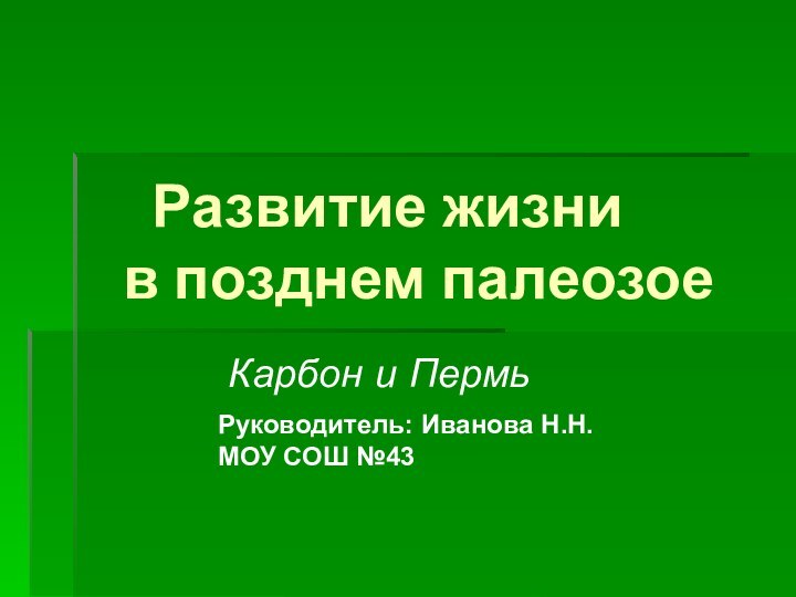 Развитие жизни   в позднем палеозое