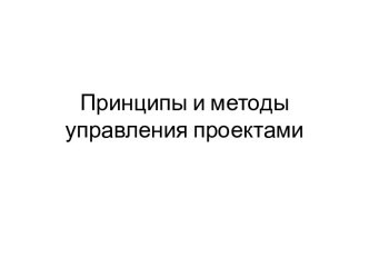 Принципы и методы управления проектами