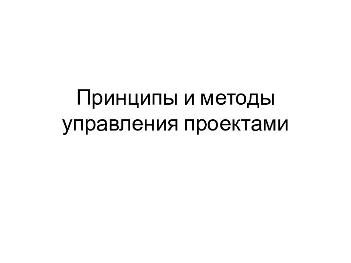 Принципы и методы управления проектами