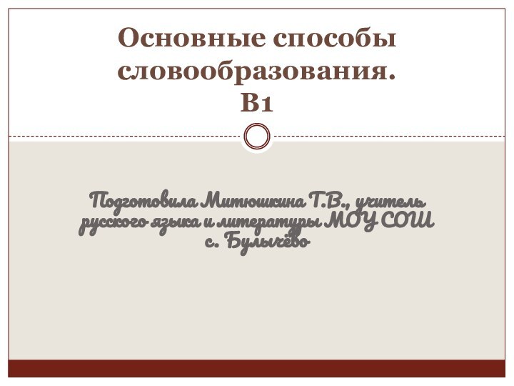 Подготовила Митюшкина Т.В., учитель русского языка и литературы МОУ СОШ с. БулычёвоОсновные способы словообразования. В1