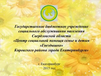 Государственное бюджетное учреждение социального обслуживания населения Свердловской областиЦентр социальной помощи семье и детям Гнездышко Кировского района города Екатеринбурга