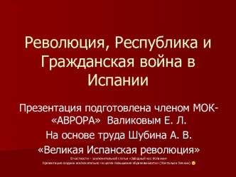 Гражданская война в Испании 1936-1939 гг.