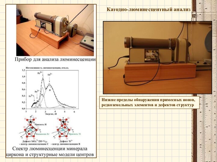 Катодно-люминесцентный анализНизкие пределы обнаружения примесных ионов, редкоземельных элементов и дефектов структур