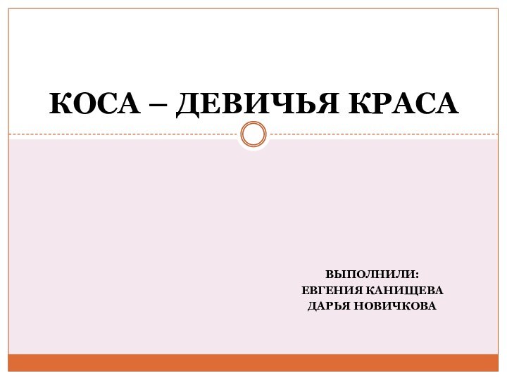 Выполнили:  Евгения КанищеваДарья НовичковаКОСА – ДЕВИЧЬЯ КРАСА