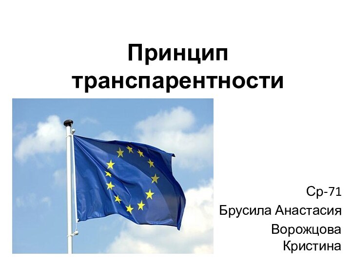 Принцип транспарентностиСр-71Брусила АнастасияВорожцова Кристина