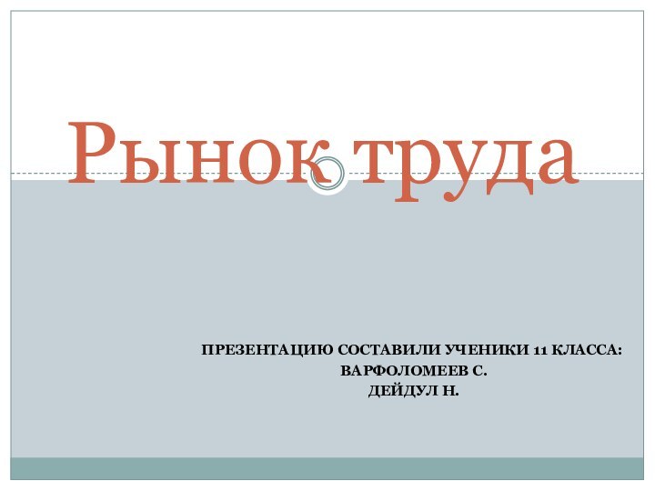 Презентацию составили ученики 11 класса: Варфоломеев С. Дейдул Н.Рынок труда